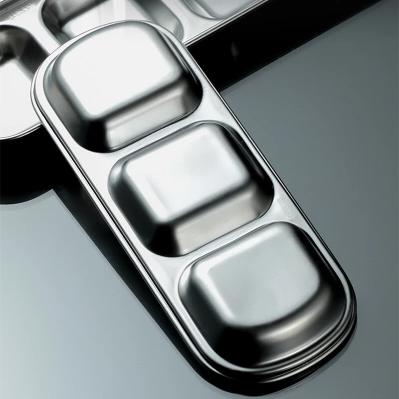 1 pieza platos de acero inoxidable plato salsa de inmersión condimento vajilla barbacoa Foto 4 de 4