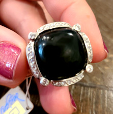 LAUREN G ADAMS STERLING SILVER 926 RING COCKTAIL BLACK CLEAR CZ SIZE 8 NWT