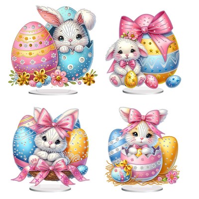 Acrylic Special Shaped Easter Bunny Eggs 5D DIY Diamond Art Tabletop Decor QDE