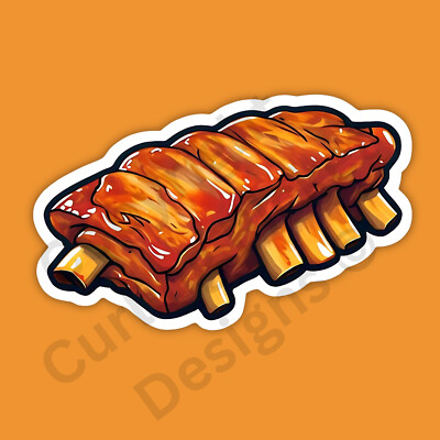 Barbecue Spare Ribs Food BBQ Meat Grilled Cookout 3'' Vinyl Sticker