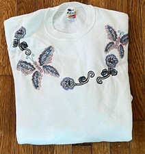 VTG 1990s Butterfly Floral Nature Spring Summer 90s Sweatshirt XL