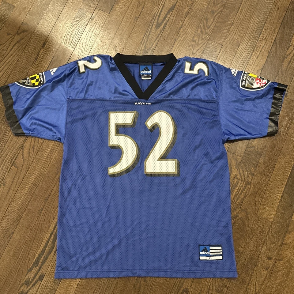 Camiseta de los Baltimore Ravens Ray Lewis XL para hombre Adidas púrpura vintage Foto 2 de 4