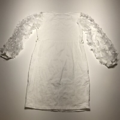 Unbranded T-Shirt Body Dress Girls Size 12 White Sheer Butterfly Sleeves Stretch