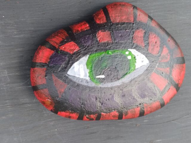 Red hand painted dragon eye