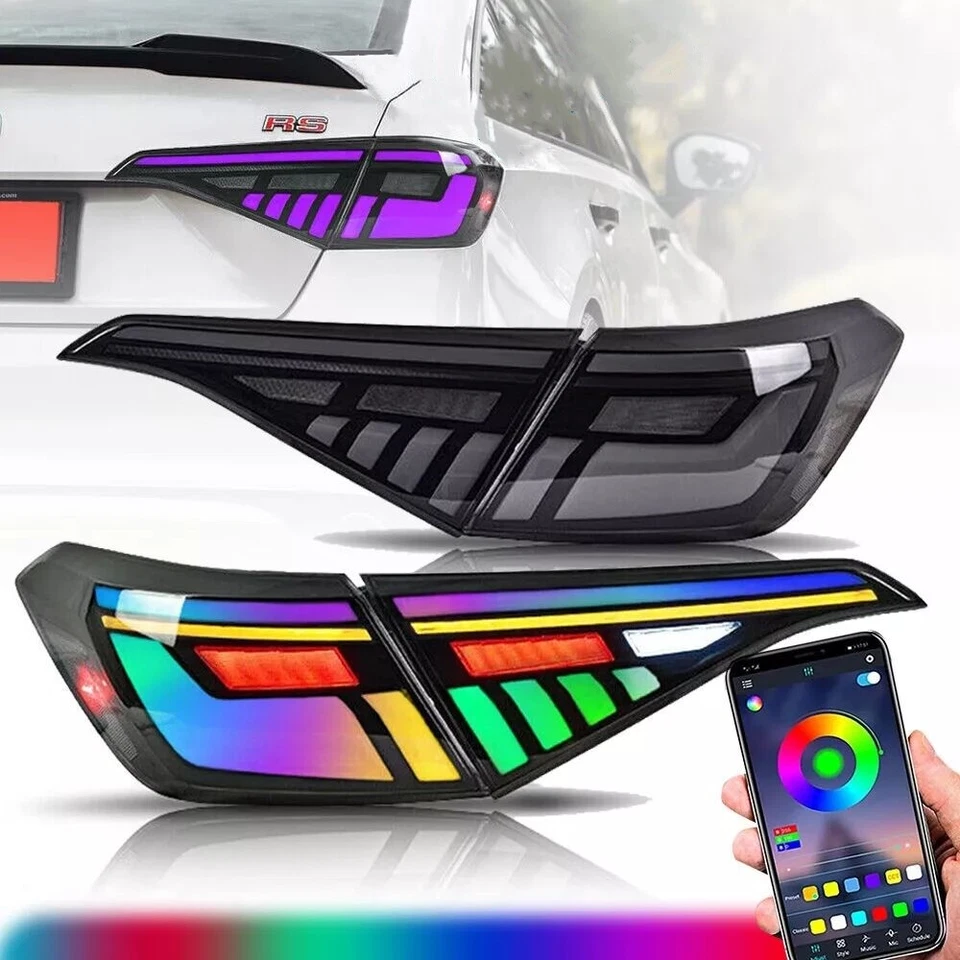 RGB Demon Eye LED Tail Lights for 2022-2025 Honda Civic Sedan 11th Gen 4 PCS - Image 2 of 4