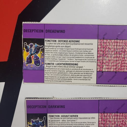 Transformers G1 DREADWIND y Darkwing Tech Specs Set de 2 Powermasters - Imagen 2 de 4
