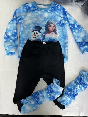 Disney Frozen Kids Girls 8Y Elsa Two Piece Blue Sweatshirt and Pants Set 