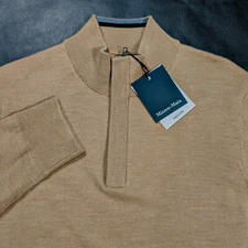 $258 Mizzen + Main Men's XL 2XL Beige Wool Preston Quarter Zip Sweater Pullover