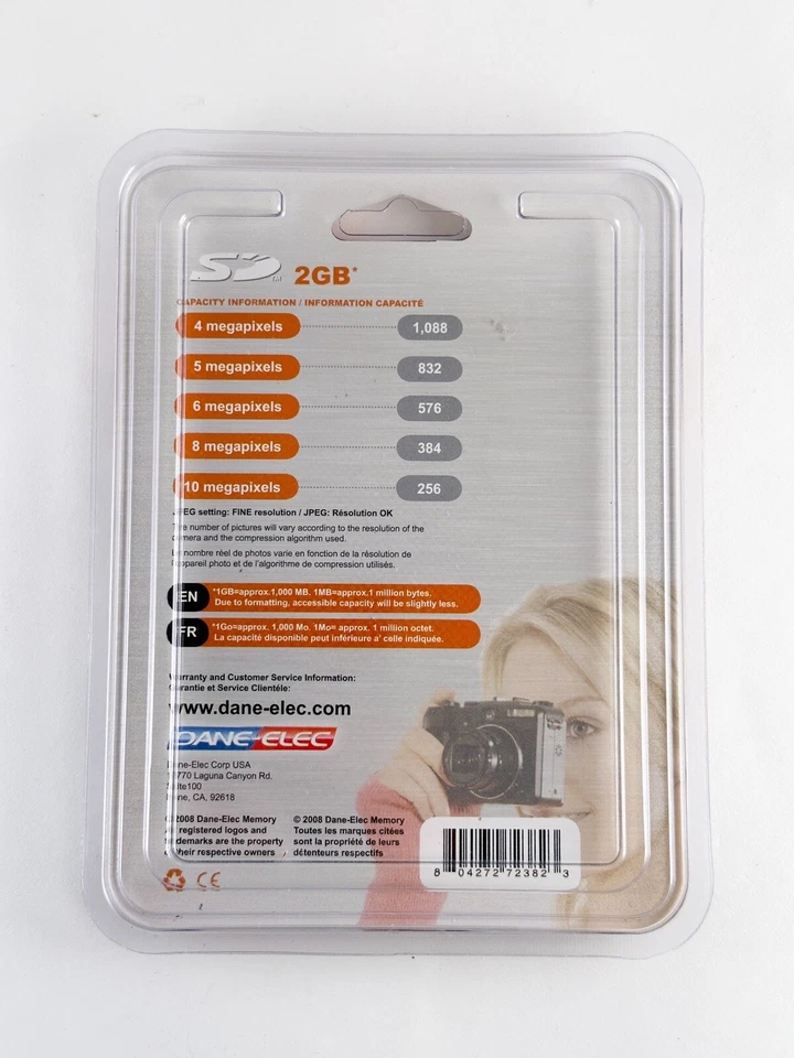 NOS SEALED Dane Elec 2Gb SD Memory Card  - Image 3 of 4