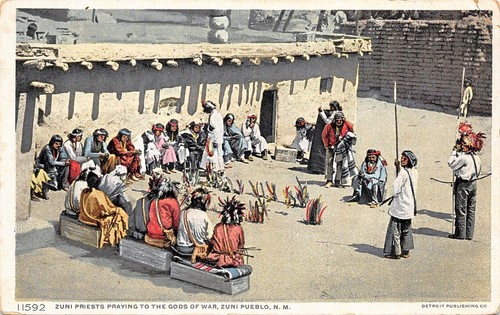 # K312 ZUNI PUEBLO, N.M. POSTAL, SACERDOTES ZUNI REZANDO - Imagen 1 de 2