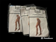 Vintage Lot Of 3 Pairs SHEER FAMOUS MAKER  WHITE PANTYHOSE Queen