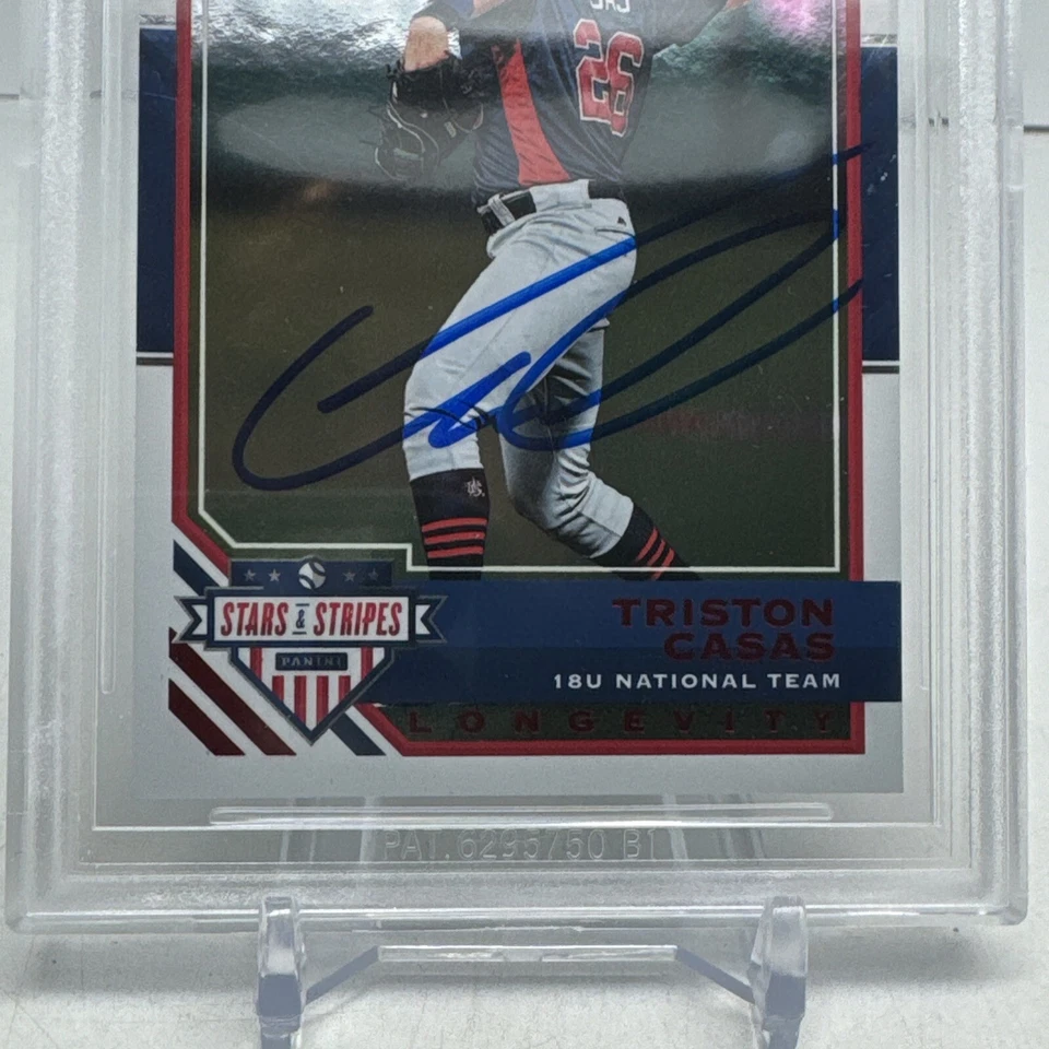 2017 Stars & Stripes Triston Casas 47 Ruby Longevity /249 Red Sox BAS Slab Auto - Image 3 of 4