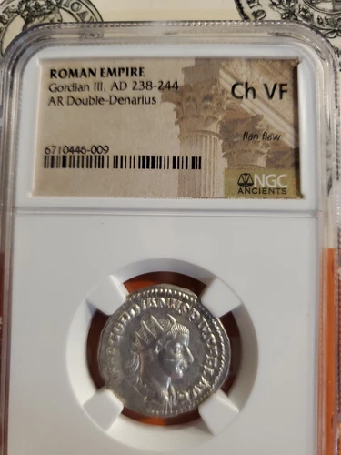 GORDIAN THE 3RD AR DOUBLE DENARIUS SILVER NGC. CHOICE VERRY FINE. GEM.