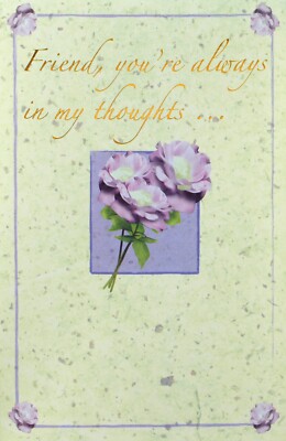 Sincere FRIENDSHIP Card, ''You're Always In My Thoughts'' by Premium Greetings + 