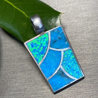 Vintage Pendant Turquoise Opal Estate Fine Jewelry Pre-owned Sterling Silver