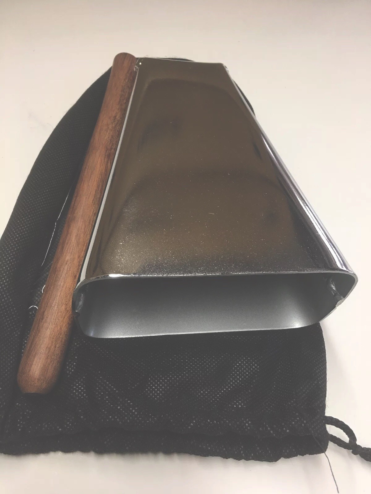 Hand Held Cowbell Chrome ES-4 Type With Stick & Cowbell Pouch #5-2-1/2"