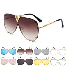 Trendy Oversized Square Sunglasses One Piece Stylish Rimless Glasses Shades NEW