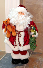 Santa Claus Holding A Teddy Bear Large Christmas Display 19in Figure