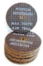 NORTON, ALUNDUM, A36-TBNA CUT OFF WHEELS, 3 X 1/8 X 1/4 MAX RPM 20370, LOT OF 10