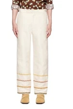 Bode white embroidered one of a kind pants