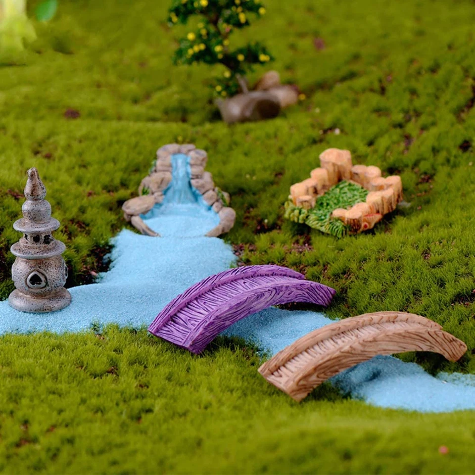 8 Pcs Mini Lighthouse Water Well Bridge Figurines Miniature Gardening Pool Lawn  - image 4 of 4