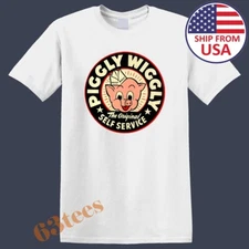 Piggly Wiggly Grocery Store Men's White Size S to 5XL