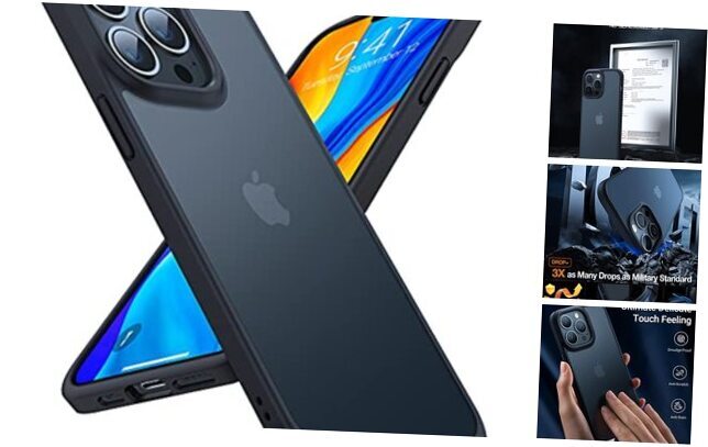 Tough Shockproof for Case, [Military-Grade Drop Tested] iPhone 13 Pro Black