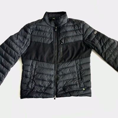 Hugo Boss Green Black Jusano Water Resistant Puffer Jacket Men's Size Medium