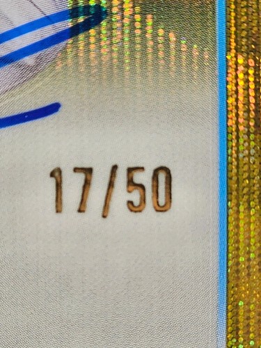 2023 Topps Chrome Aggiornamento Autografi Gold Wave Eury Perez #/50 SPEDIZIONE GRATUITA - Foto 2 di 3