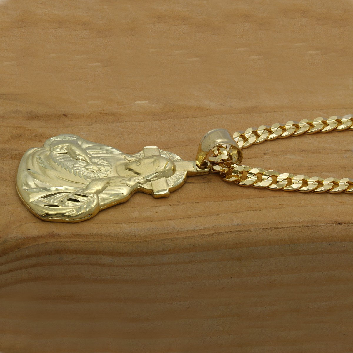 14KT Placcato Oro Croce Crocifisso Ciondolo Con 40.6-76.2cm Corda