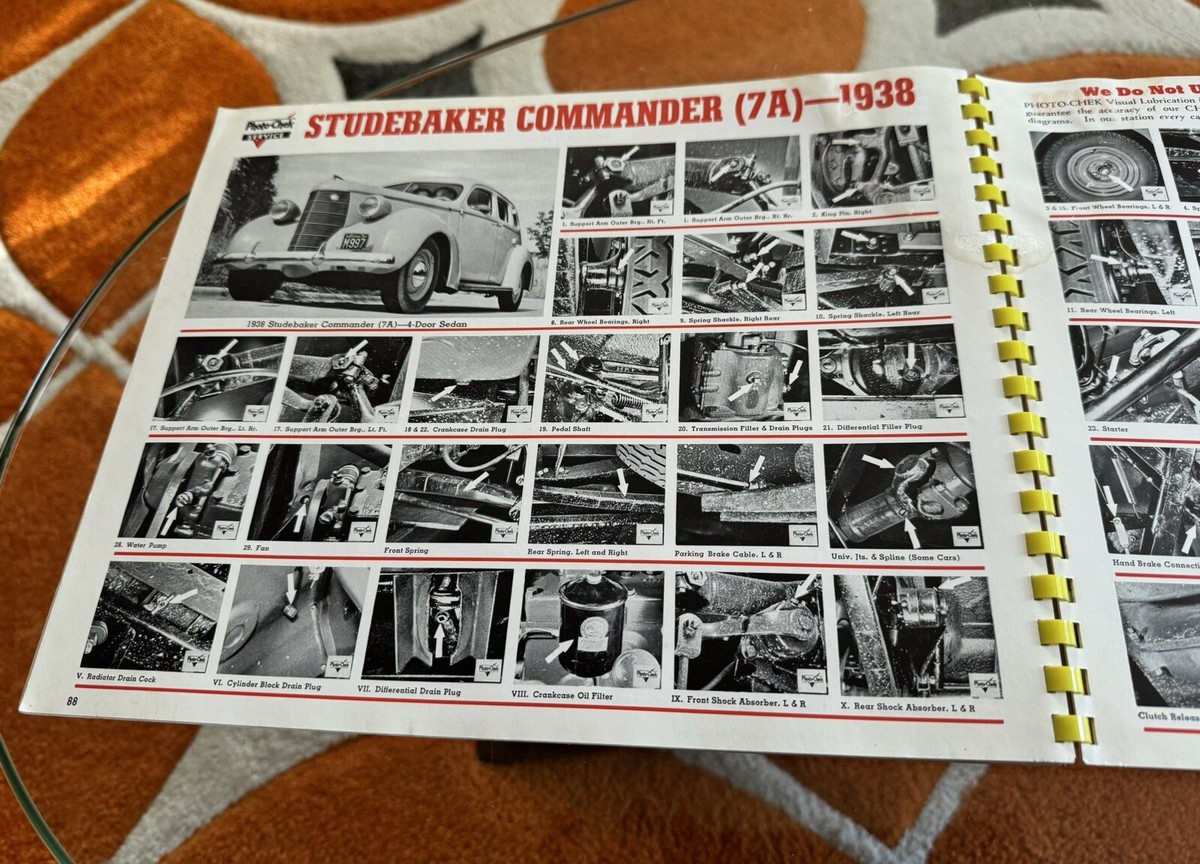 はページ VINTAGE 1938 WHITE ROSE CHEK-CHART LUBRICATION CHART GUIDE BOOK L