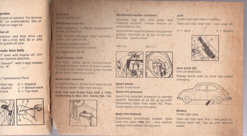 1974 Volkswagen Owner's Manual: Operation and Maintenance Type 1; Volkswagen E.. - Picture 5 of 6