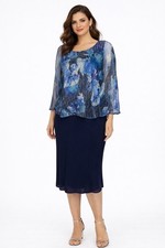 Ignite Evenings Round Neck Cape Sleeve  Overlay Sheath Dress Size 14W New NWT