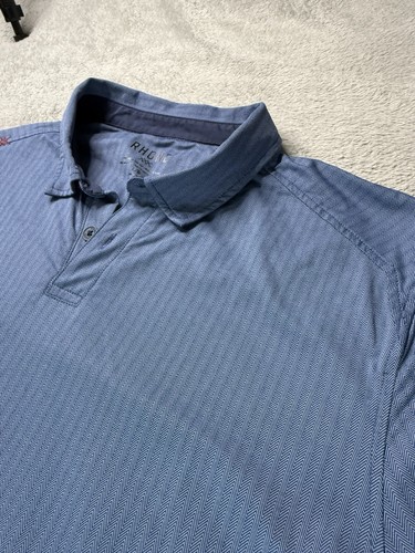 Rhone XXX Mens Sz Large Activewear Golf Polo Shirt Stretch Casual Comfort Blue - Picture 4 of 7