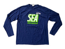SEATTLE SEAHAWKS Team Blue NFL FOOTBALL LONG SLEEVE SHIRT Fan Gym Gear Men's XL
