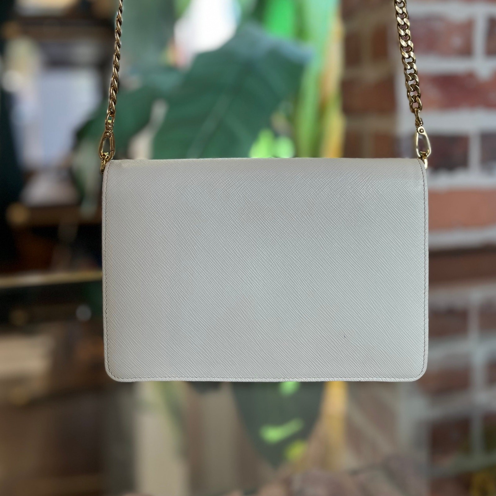 PRADA Talco White Saffiano Lux Leather Crossbody Bag thumbnail 2