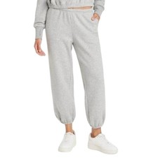 JoyLab Women's Heathered Gray Mid-Rise Fleece Cinched Jogger Sweatpants Size M