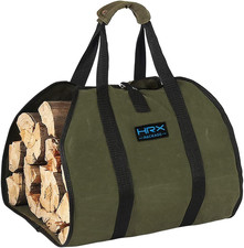    Waterproof Waxed Canvas Firewood Carrier   Heavy Duty Log Tote Bag   