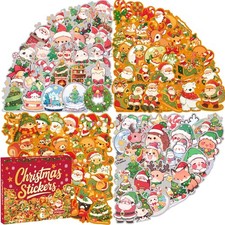 200 PCS Christmas Stickers, Merry Christmas Waterproof Xmas Holiday Party Sti...
