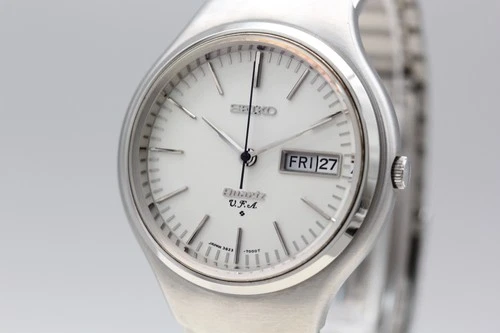 Vtg 1973【NOS】SEIKO V.F.A. 3823-7000 White Day/Date Kanji Quartz Mens Watch JAPAN