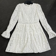 ANTHROPOLOGIE Saylor Marilla Long-Sleeve Eyelet Lace Mini Dress Size S