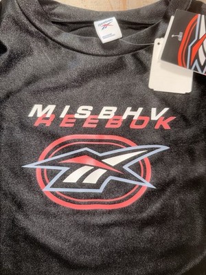 Reebok x MISBHV Women s Black Cropped Graphic Crew Neck Tee Short Sleeve L