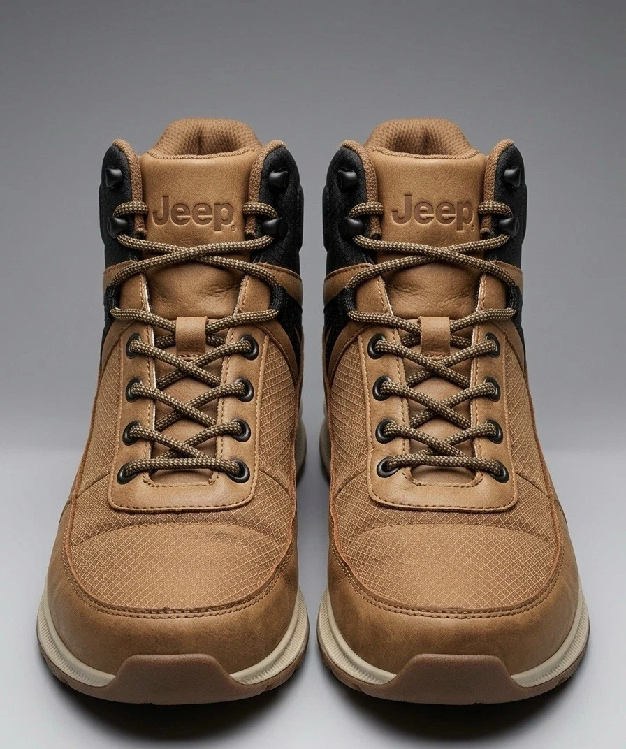 Jeep Men's Hiking Boots Camel Brown Ankle Work Trail Shoes Size US 8 EUR 41