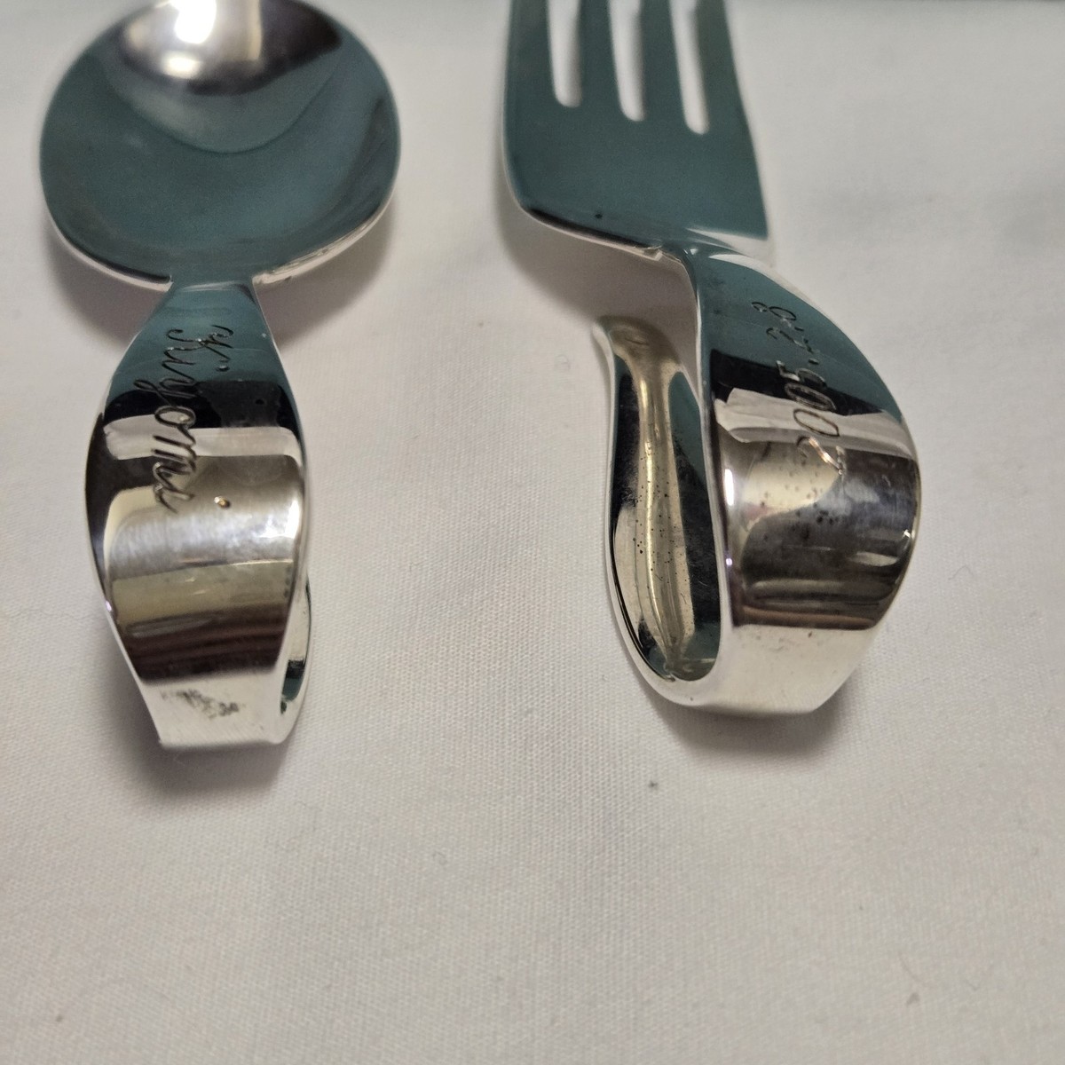 TIFFANY & CO. Baby Fork and Spoon Set Silver 925 With Box Bag 76g