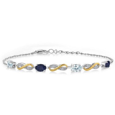 2.16 Cttw Aquamarine Sapphire and Lab Grown Diamond 925 Silver and 10K Yellow