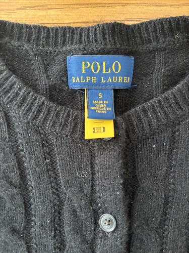 Ralph Lauren size 5 button up Black cable Knit Sweater - Picture 3 of 4
