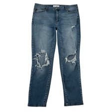 KanCan Los Angeles Womens Distressed Straight Jeans Blue Size 13/30 Distressed