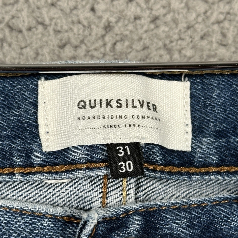 Quiksilver Jeans Men's 31X28 Blue Denim Regular Fit Skater Distressed School - Image 4 of 4