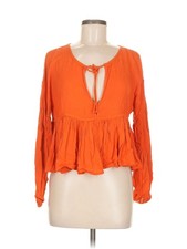 NWT O'Neill Women Orange Long Sleeve Blouse M