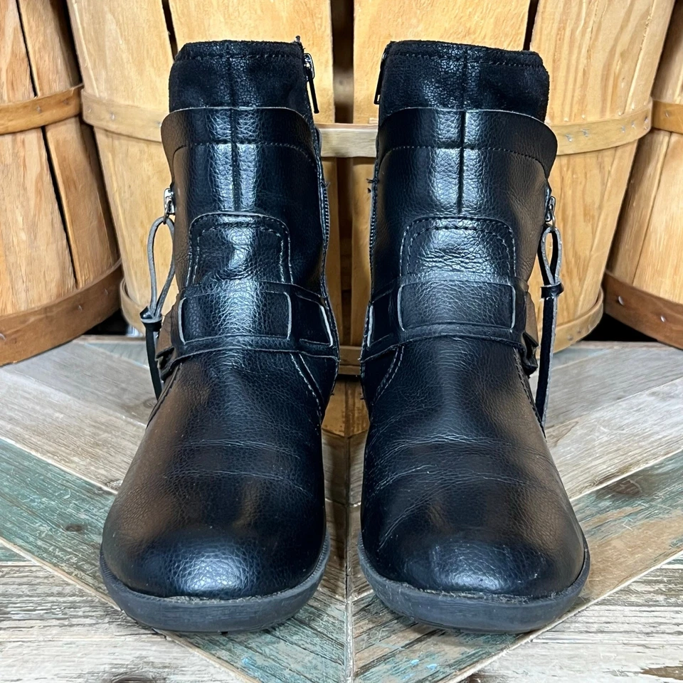 Clarks Riddle Avant Black Leather Zip-Up Bike Moto Ankle Boots Womens Size 10 - Image 4 of 4